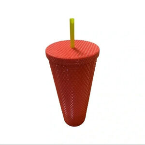 Starbucks Pastel Pink Tumbler Cup Yellow Straw 24oz